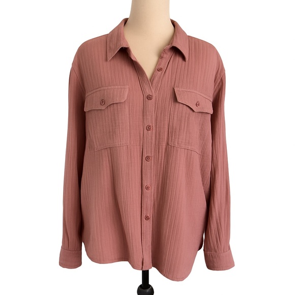 Madewell Dusty Rose Button Down Shirt - Picture 1 of 7